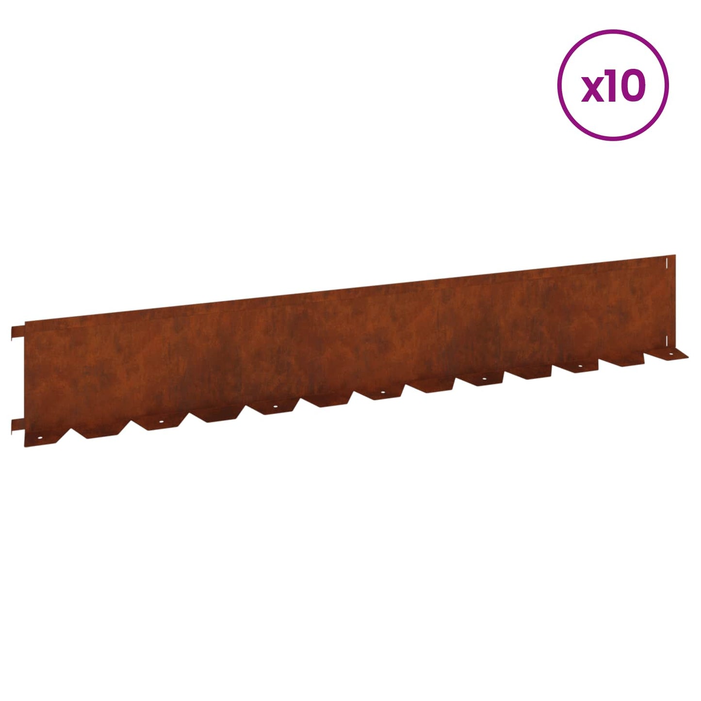 Gazonrand 10 pcs 102 x 15 x 4 cm Staal Roestig