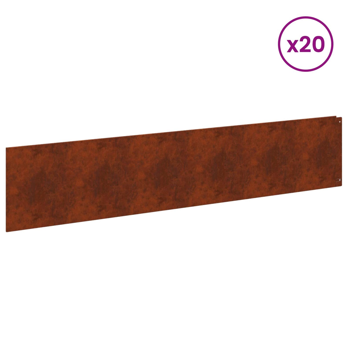Gazonrand 20 pcs 100 x 22 cm Staal Roestig