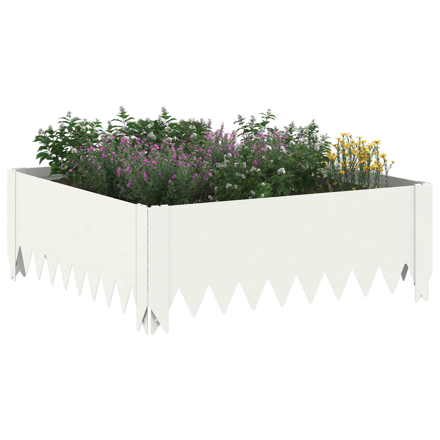 Gazonrand 4 st 60 x 60 x 20 cm Staal Wit is nu te koop bij PeponiXL, paradijselijk wonen!