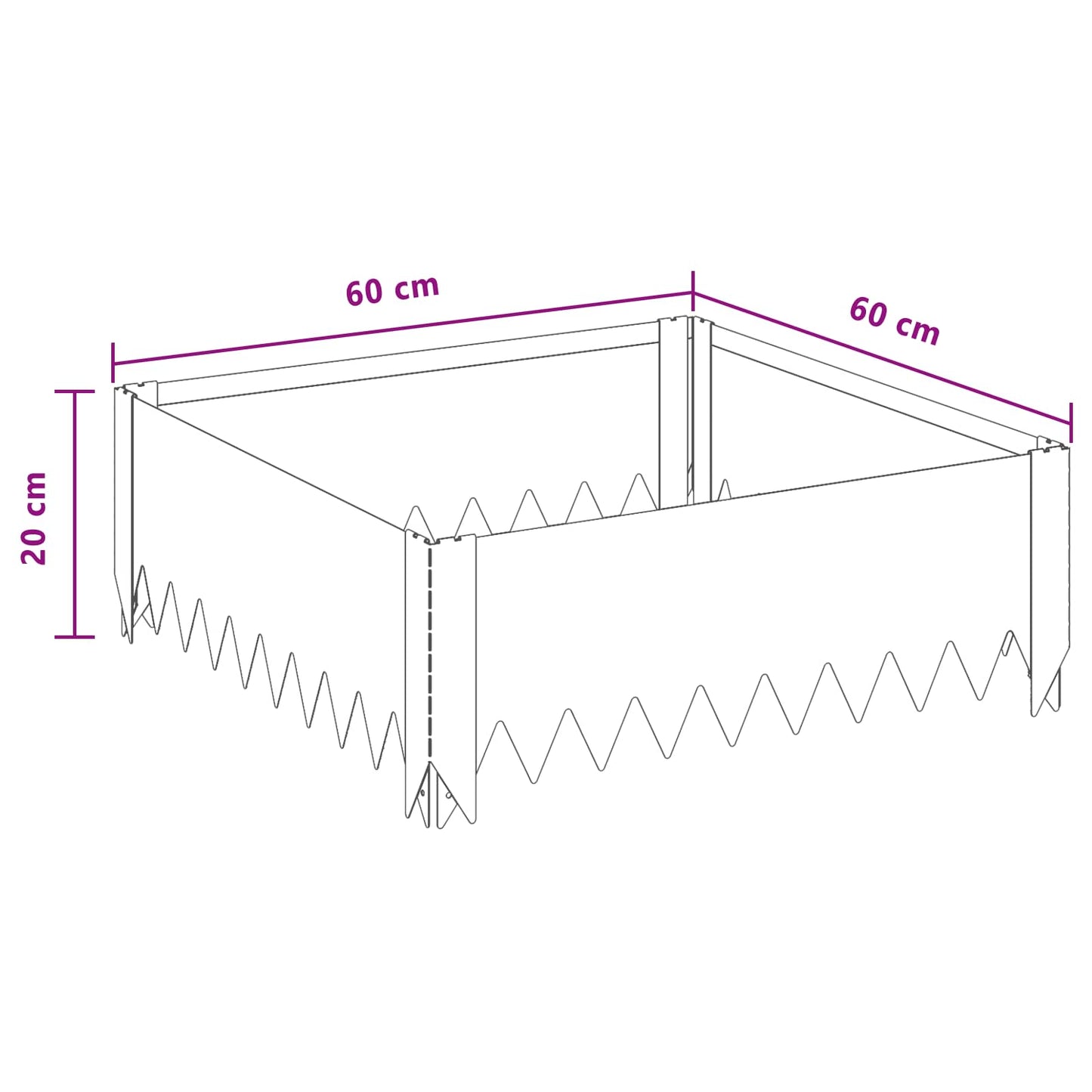 Gazonrand 4 st 60 x 60 x 20 cm Staal Olijfgroen is nu te koop bij PeponiXL, paradijselijk wonen!