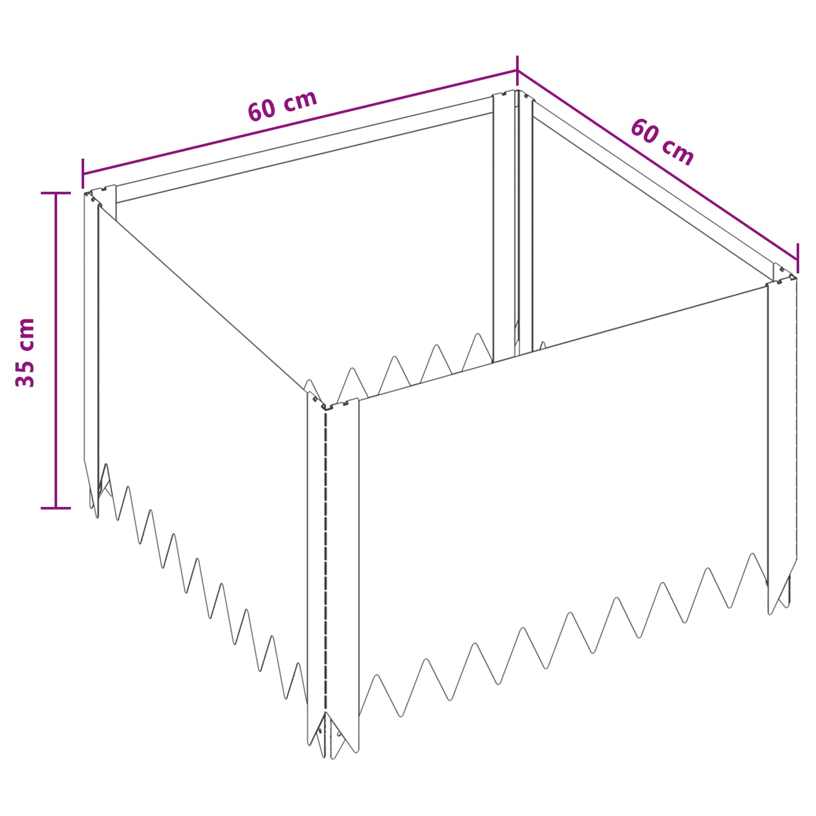 Gazonrand 60 x 60 x 35 cm Staal Zwart is nu te koop bij PeponiXL, paradijselijk wonen!