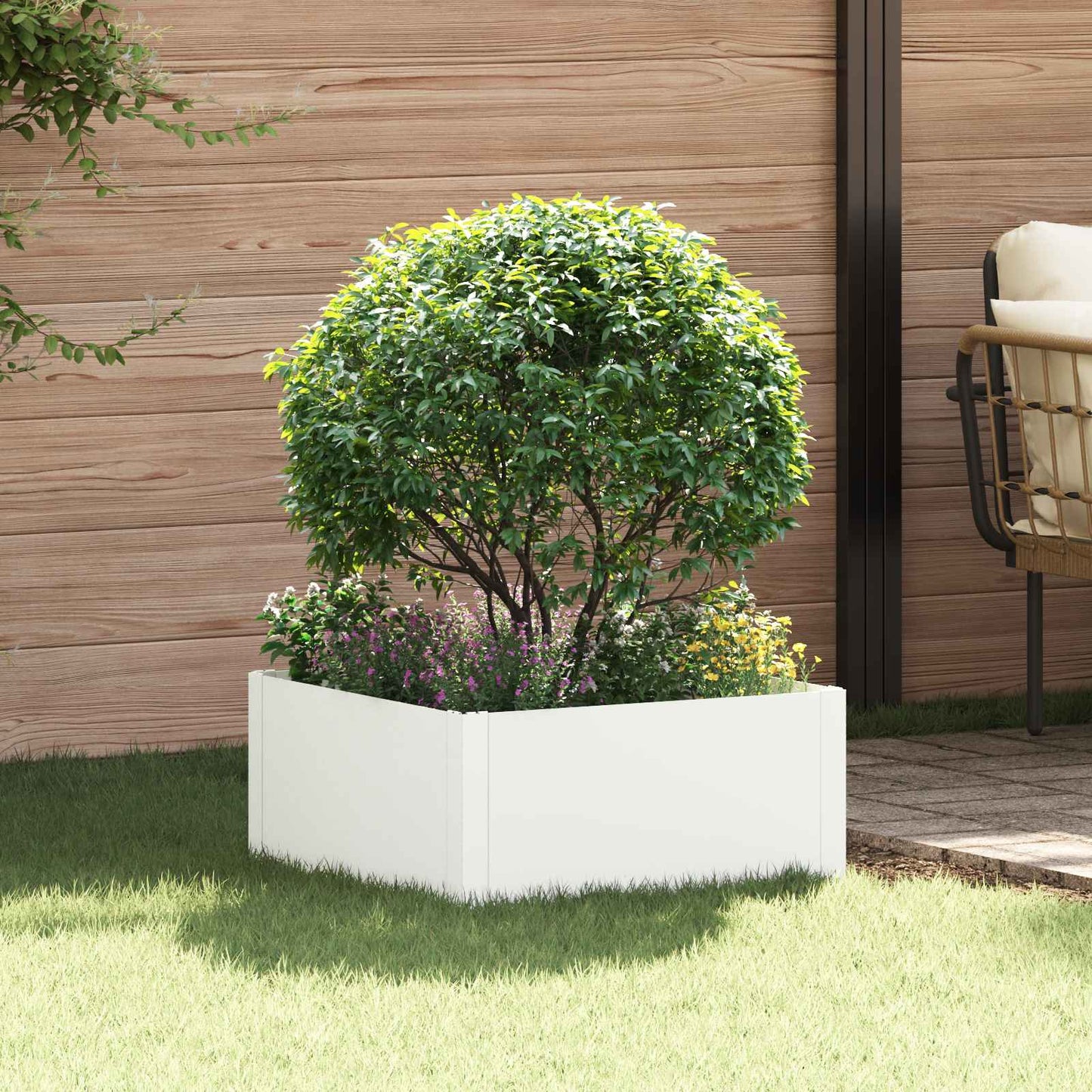 Gazonrand 60 x 60 x 35 cm Staal Wit is nu te koop bij PeponiXL, paradijselijk wonen!