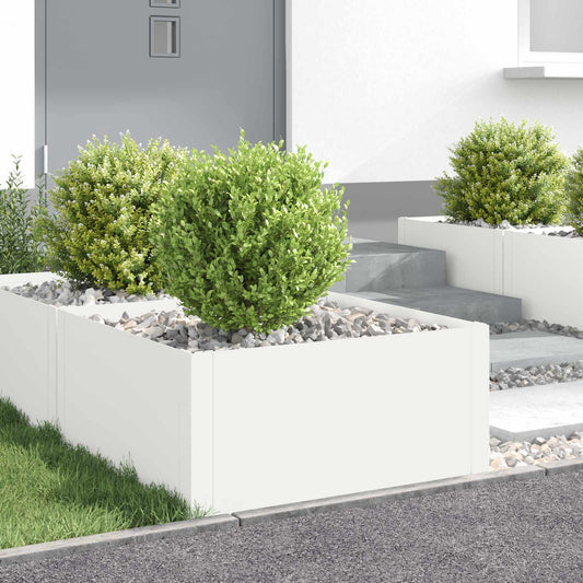 Gazonrand 4 st 60 x 60 x 35 cm Staal Wit is nu te koop bij PeponiXL, paradijselijk wonen!