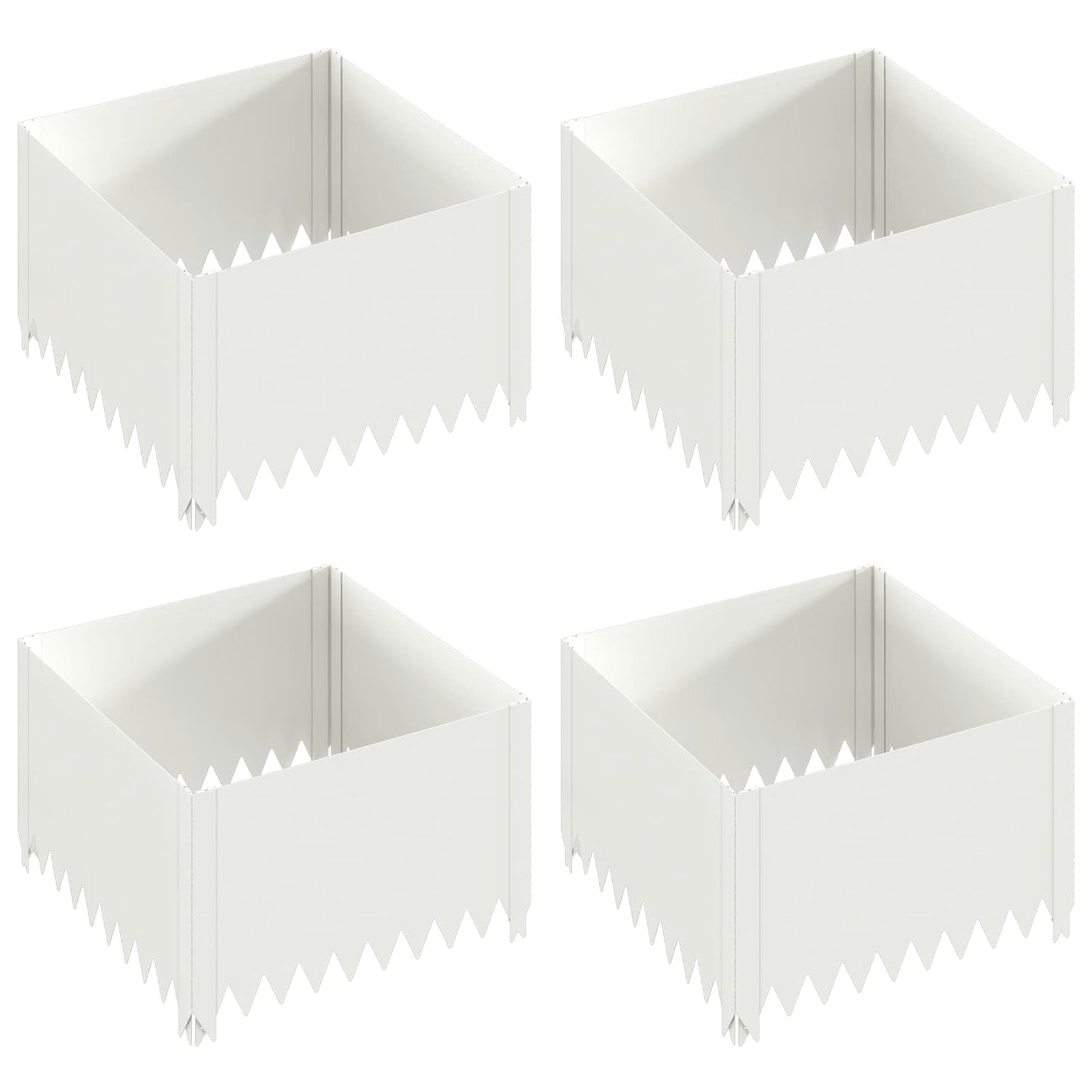 Gazonrand 4 st 60 x 60 x 35 cm Staal Wit is nu te koop bij PeponiXL, paradijselijk wonen!