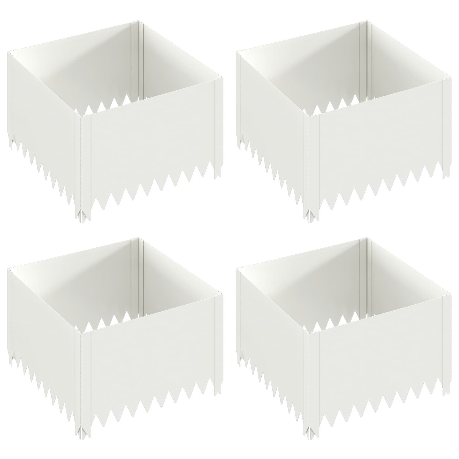 Gazonrand 4 st 60 x 60 x 35 cm Staal Wit is nu te koop bij PeponiXL, paradijselijk wonen!