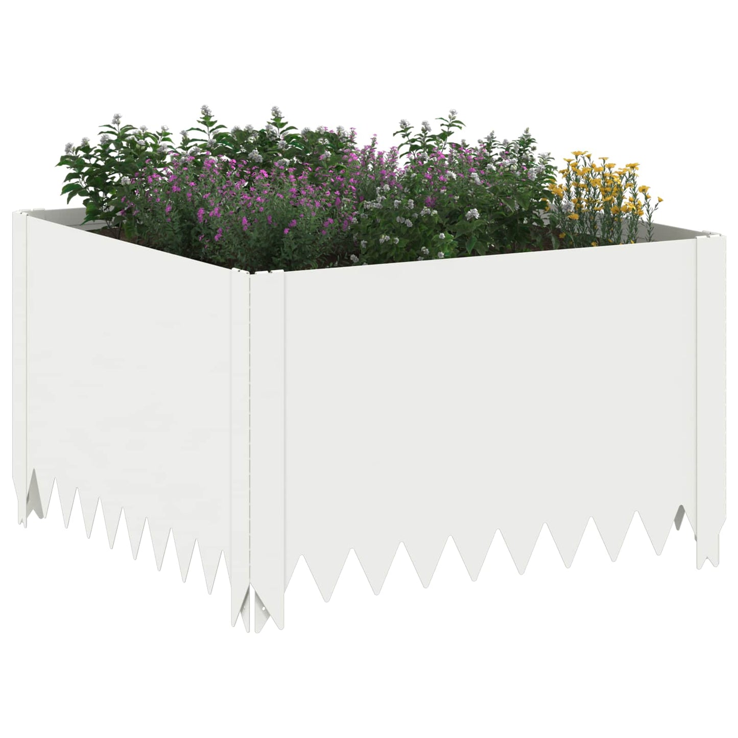 Gazonrand 4 st 60 x 60 x 35 cm Staal Wit is nu te koop bij PeponiXL, paradijselijk wonen!