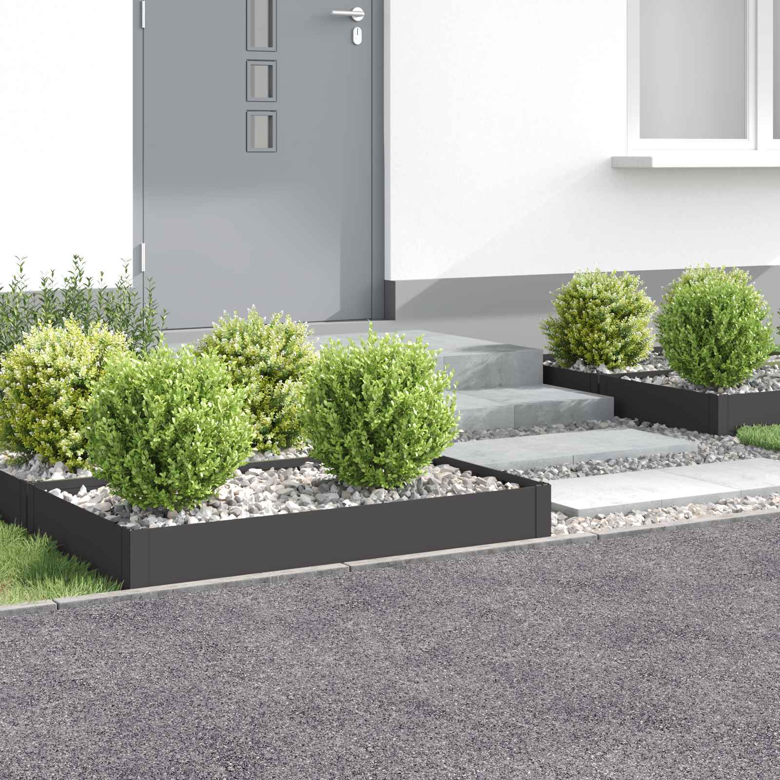 Gazonrand 4 st 100 x 60 x 20 cm Staal Zwart is nu te koop bij PeponiXL, paradijselijk wonen!