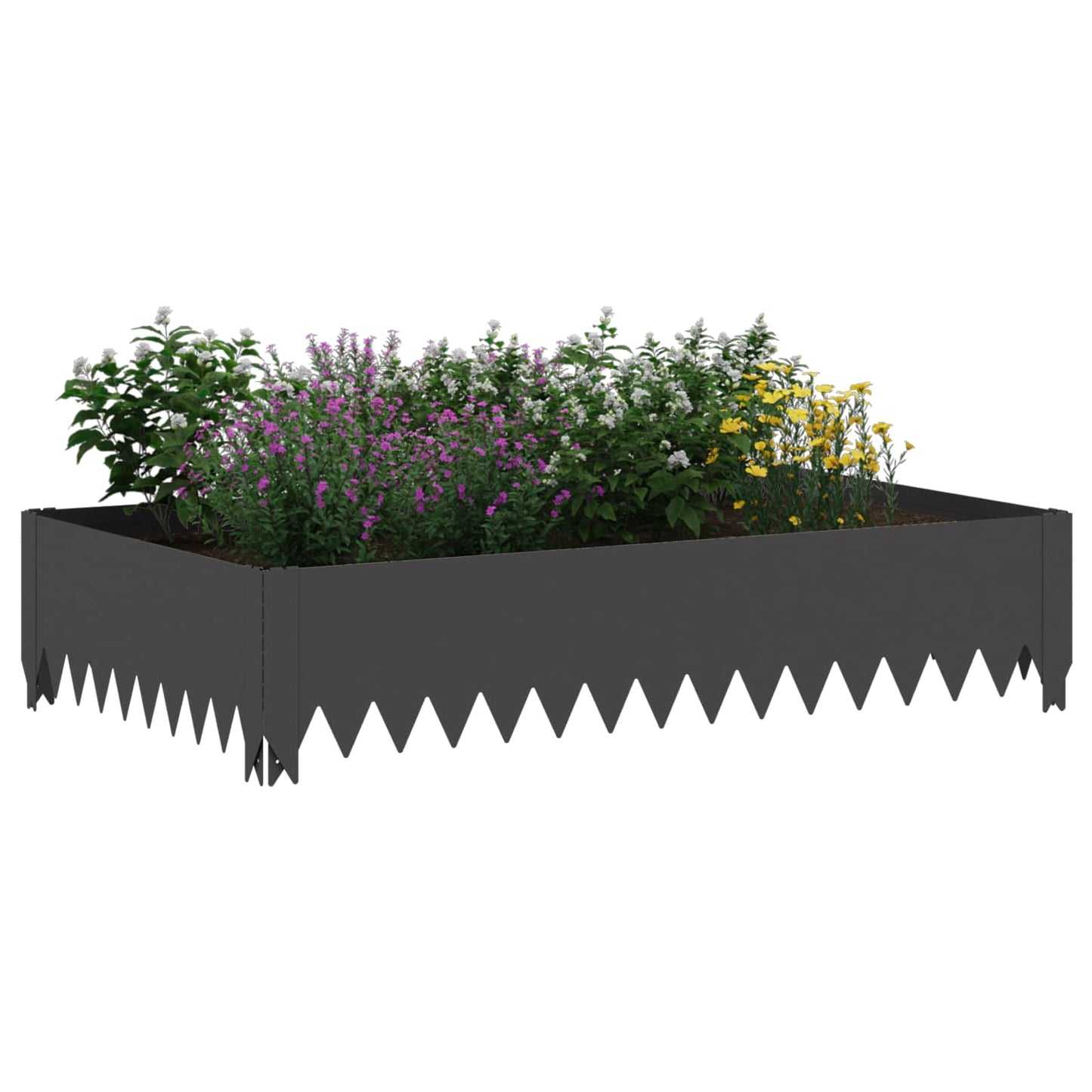 Gazonrand 4 st 100 x 60 x 20 cm Staal Zwart is nu te koop bij PeponiXL, paradijselijk wonen!
