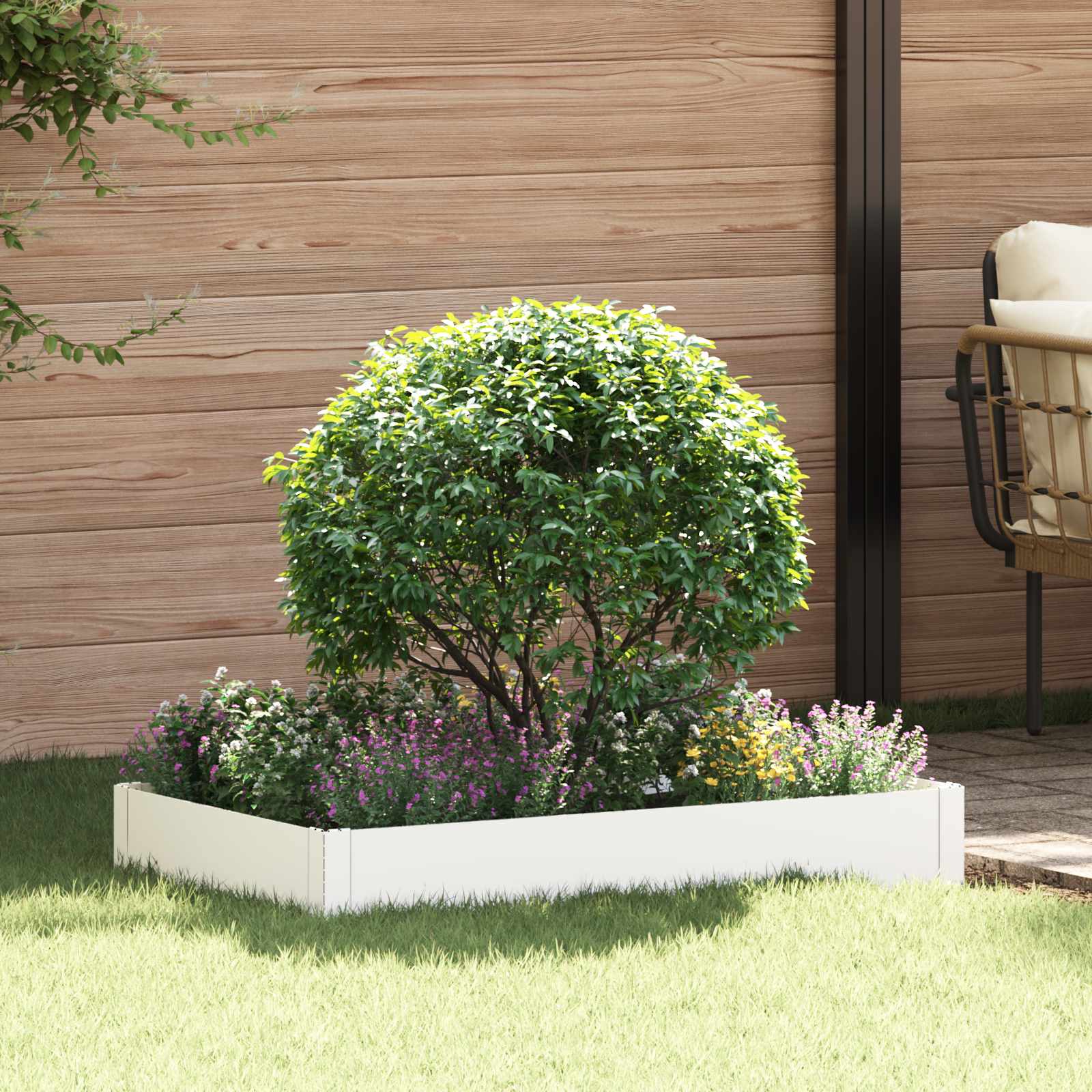 Gazonrand 100 x 60 x 20 cm Staal Wit is nu te koop bij PeponiXL, paradijselijk wonen!