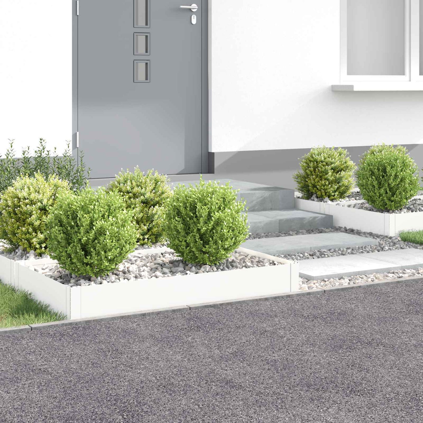 Gazonrand 4 st 100 x 60 x 20 cm Staal Wit is nu te koop bij PeponiXL, paradijselijk wonen!