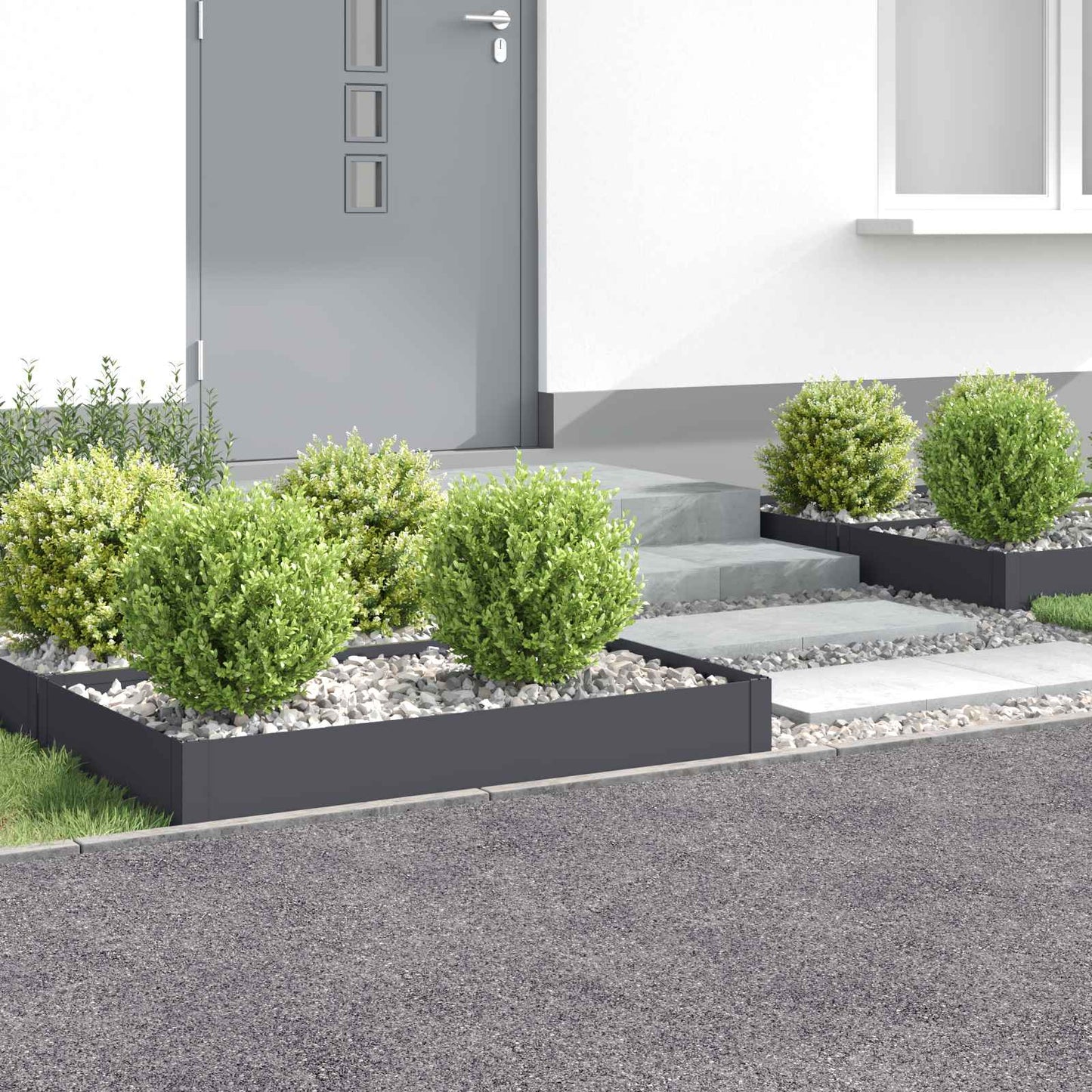 Gazonrand 4 st 100 x 60 x 20 cm Staal Antracietkleurig is nu te koop bij PeponiXL, paradijselijk wonen!
