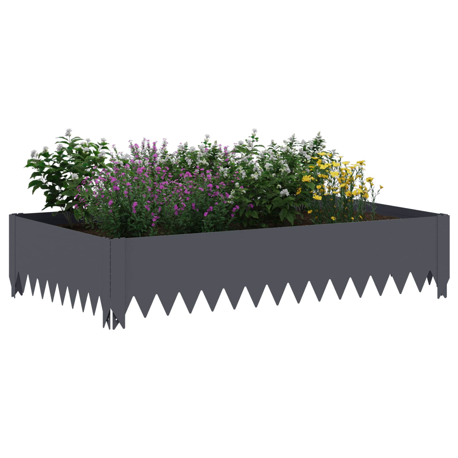 Gazonrand 4 st 100 x 60 x 20 cm Staal Antracietkleurig is nu te koop bij PeponiXL, paradijselijk wonen!