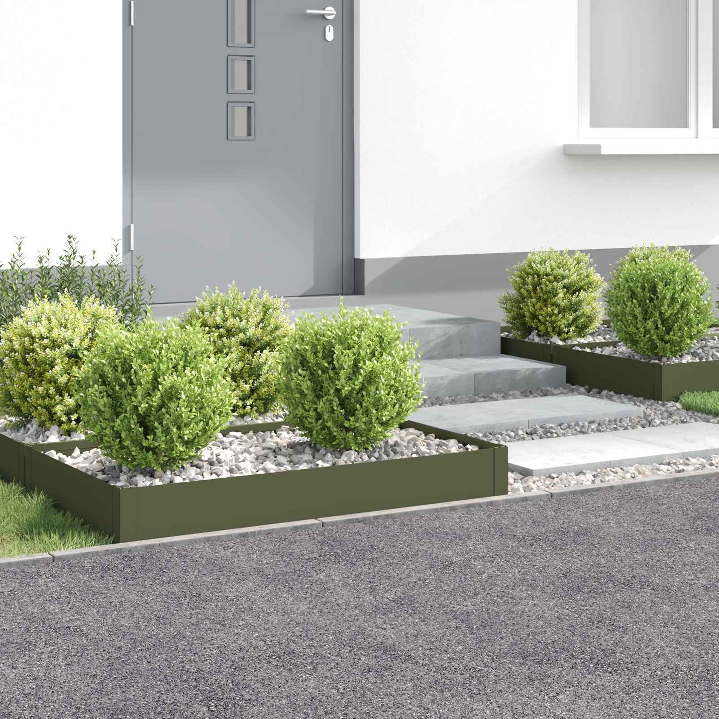 Gazonrand 4 st 100 x 60 x 20 cm Staal Olijfgroen is nu te koop bij PeponiXL, paradijselijk wonen!