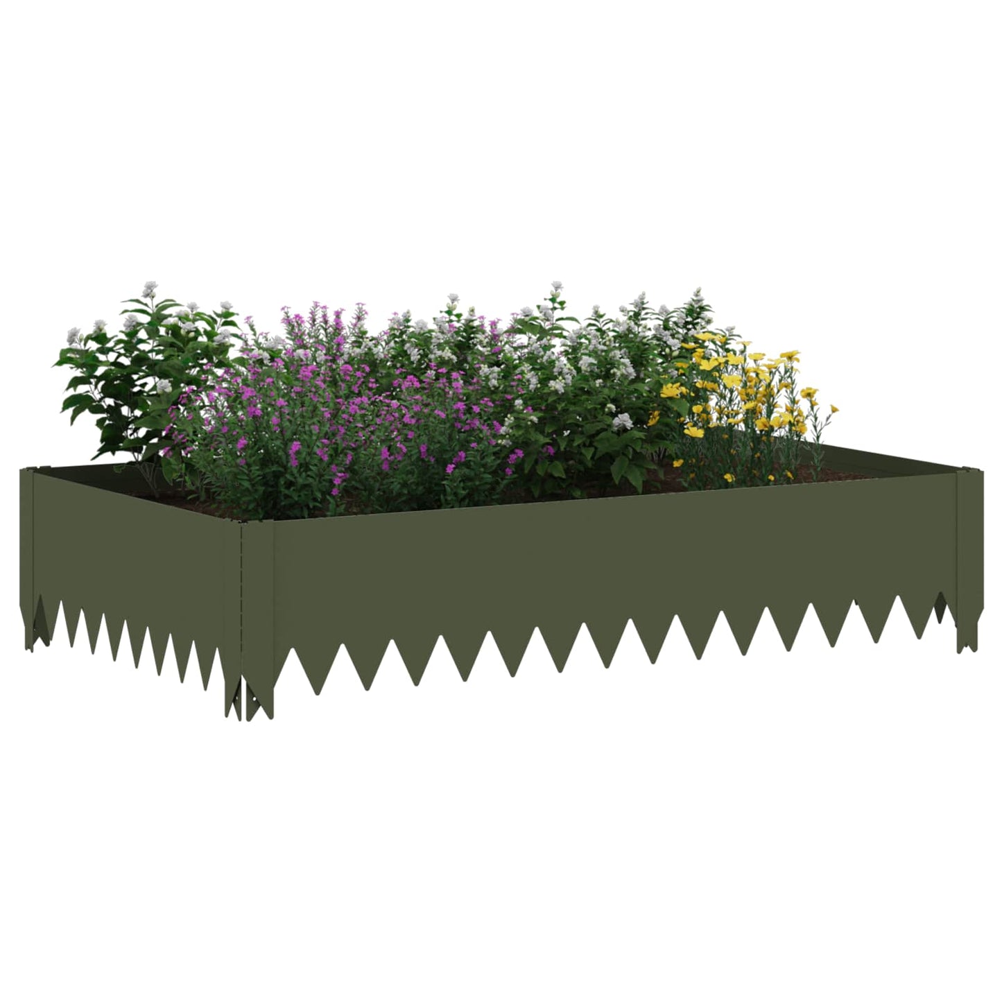 Gazonrand 4 st 100 x 60 x 20 cm Staal Olijfgroen is nu te koop bij PeponiXL, paradijselijk wonen!