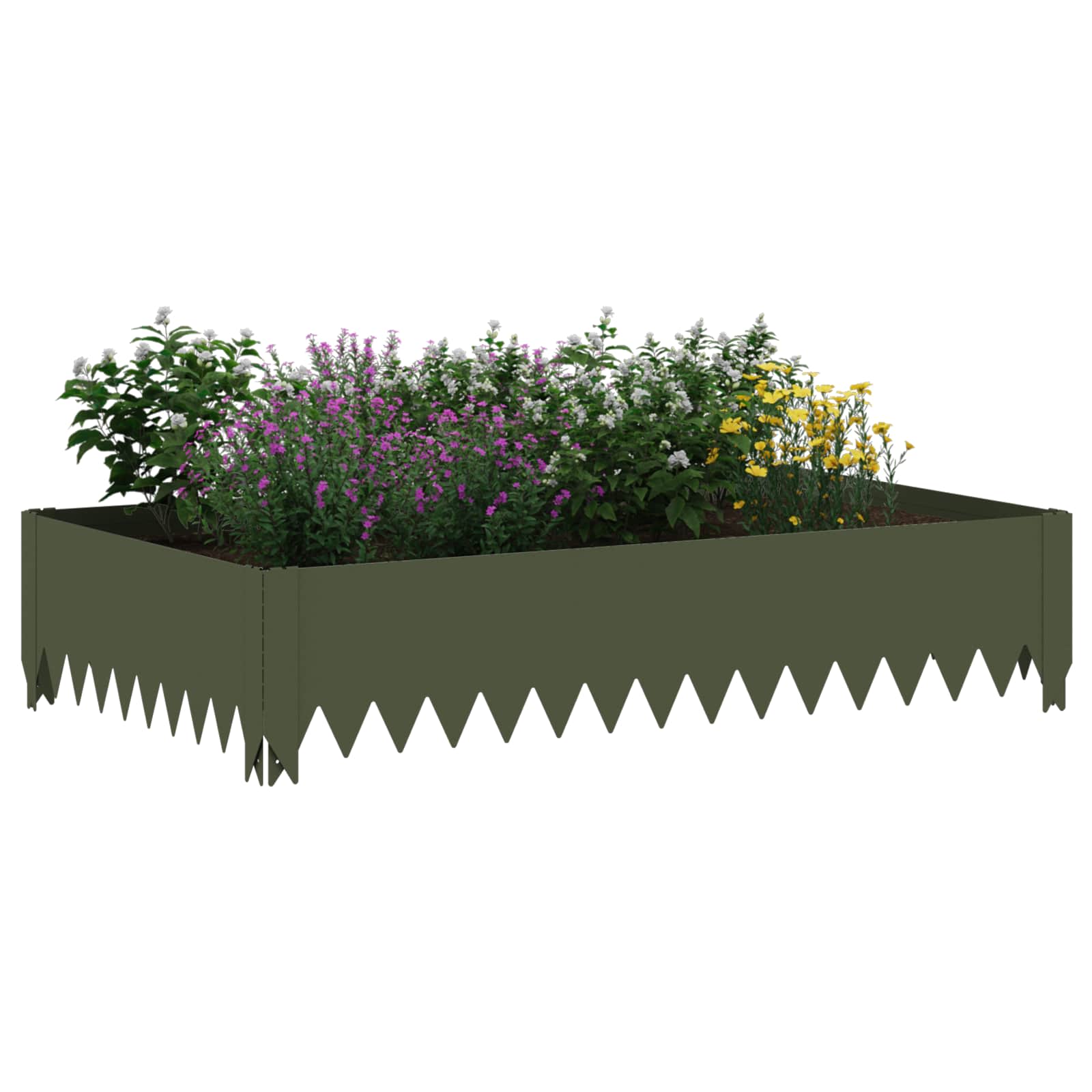Gazonrand 4 st 100 x 60 x 20 cm Staal Olijfgroen is nu te koop bij PeponiXL, paradijselijk wonen!