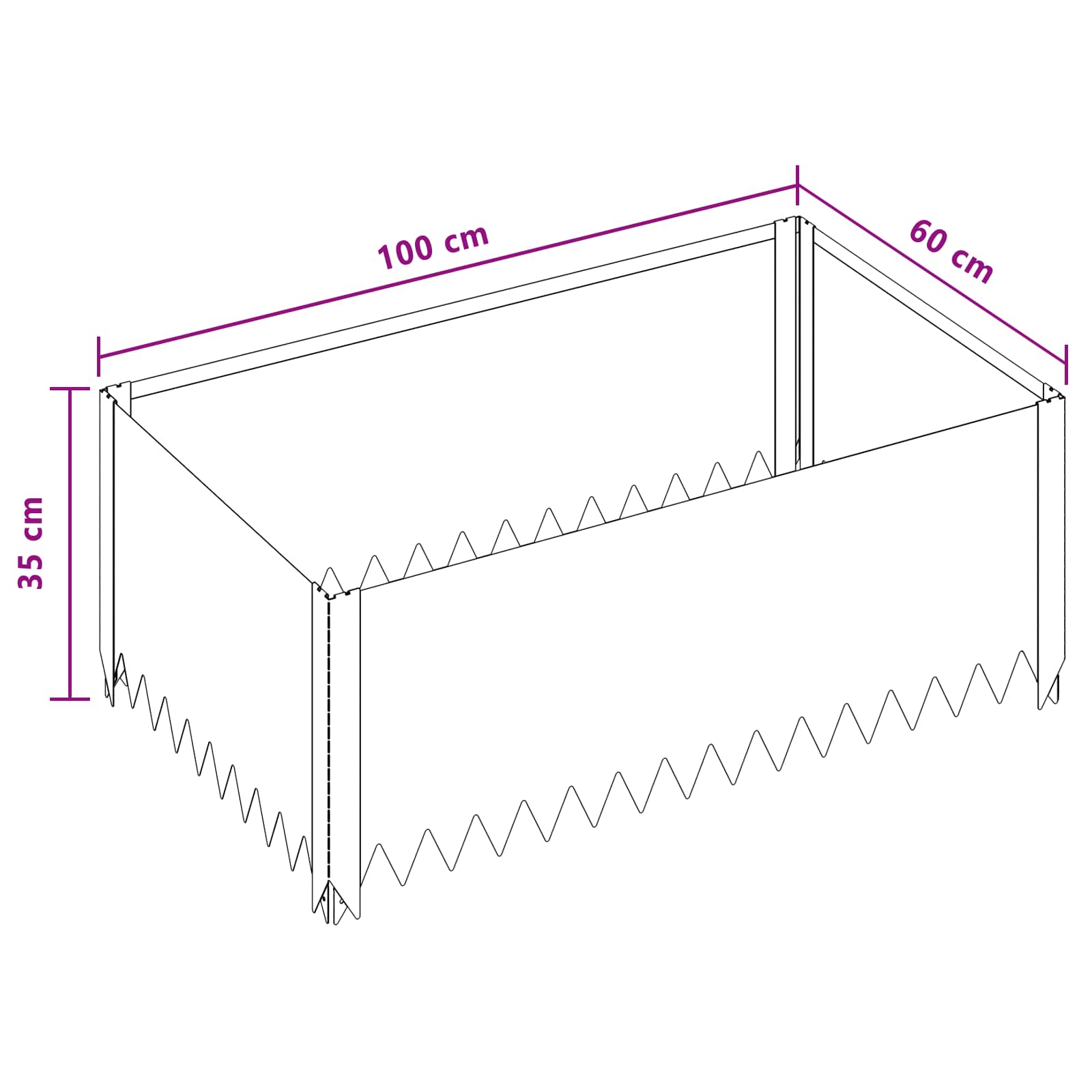 Gazonrand 100 x 60 x 35 cm Staal Zwart is nu te koop bij PeponiXL, paradijselijk wonen!