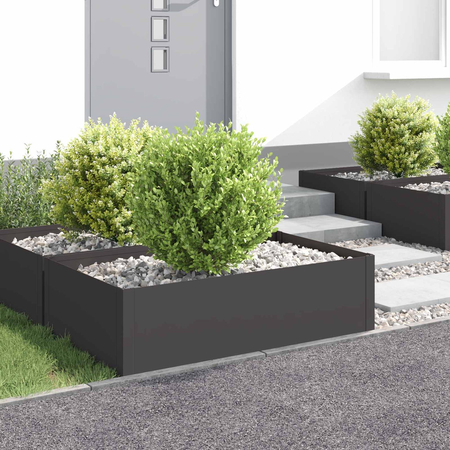Gazonrand 4 st 100 x 60 x 35 cm Staal Zwart is nu te koop bij PeponiXL, paradijselijk wonen!