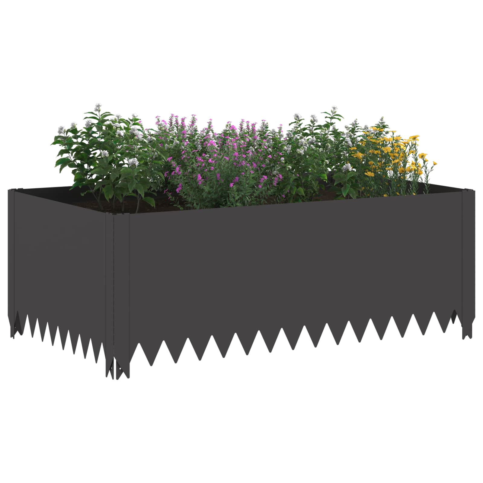 Gazonrand 4 st 100 x 60 x 35 cm Staal Zwart is nu te koop bij PeponiXL, paradijselijk wonen!