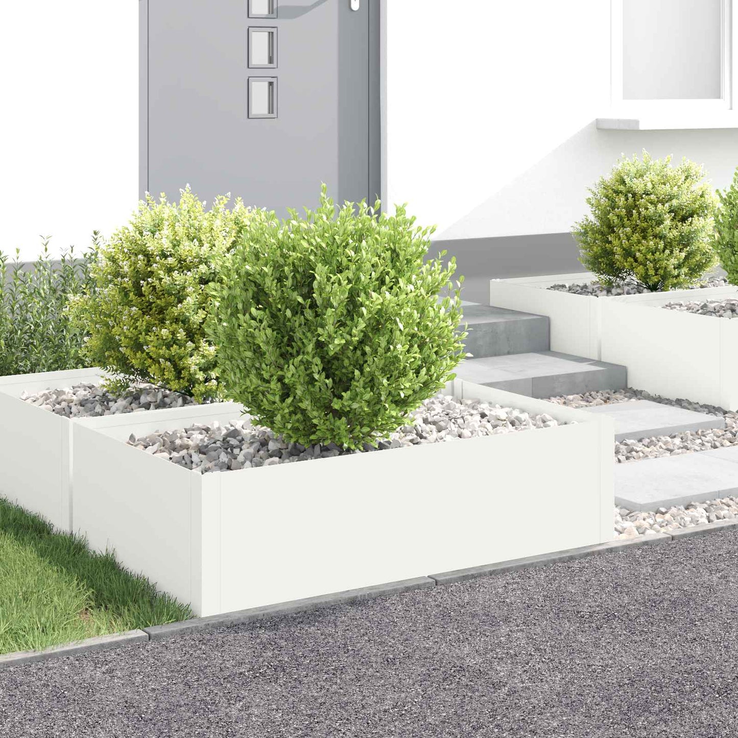 Gazonrand 4 st 100 x 60 x 35 cm Staal Wit is nu te koop bij PeponiXL, paradijselijk wonen!