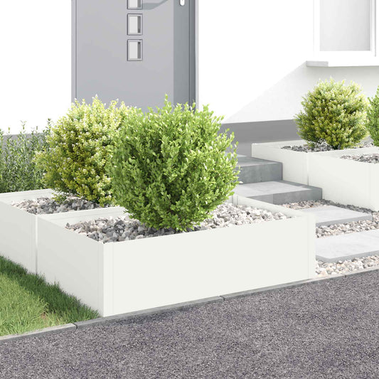 Gazonrand 4 st 100 x 60 x 35 cm Staal Wit is nu te koop bij PeponiXL, paradijselijk wonen!
