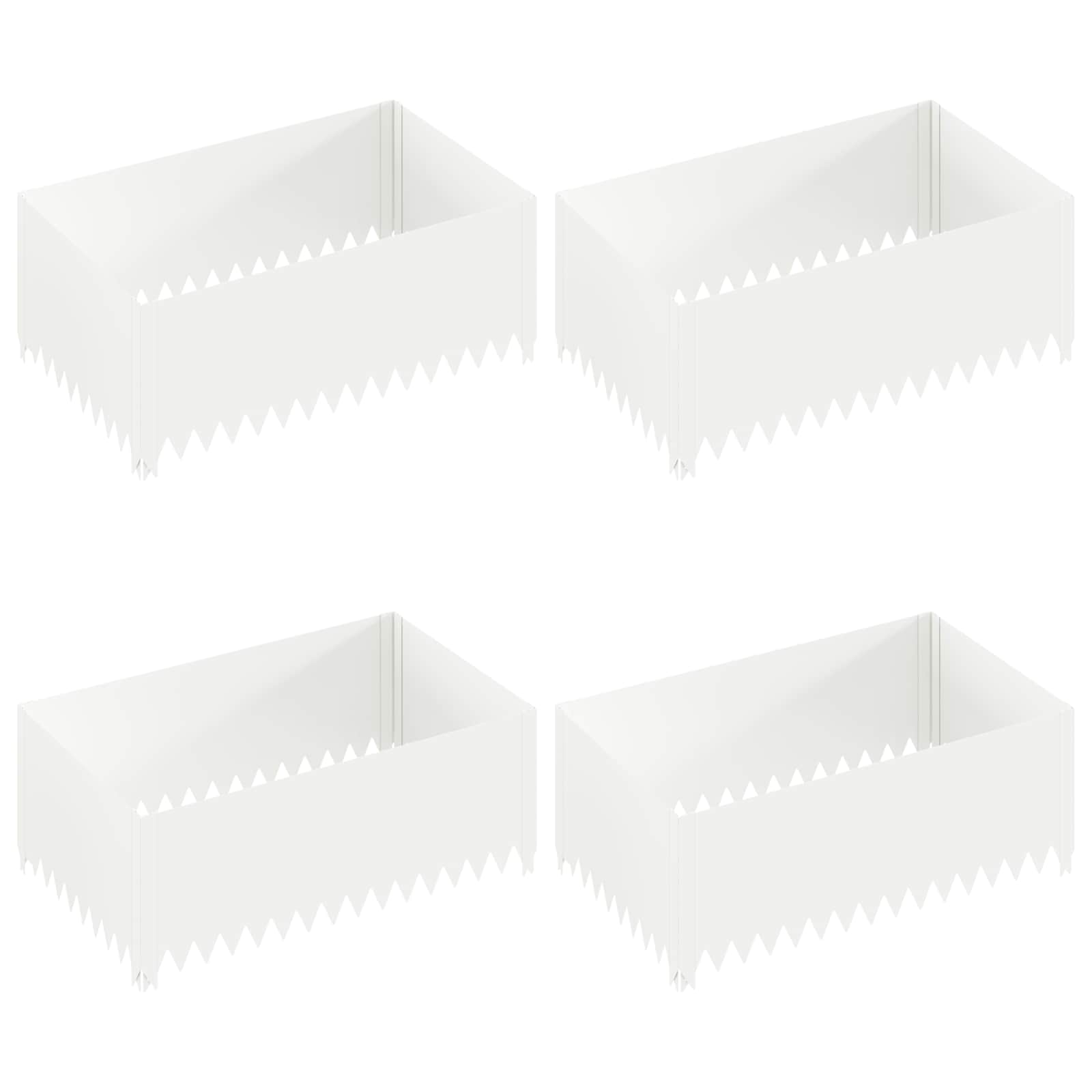 Gazonrand 4 st 100 x 60 x 35 cm Staal Wit is nu te koop bij PeponiXL, paradijselijk wonen!