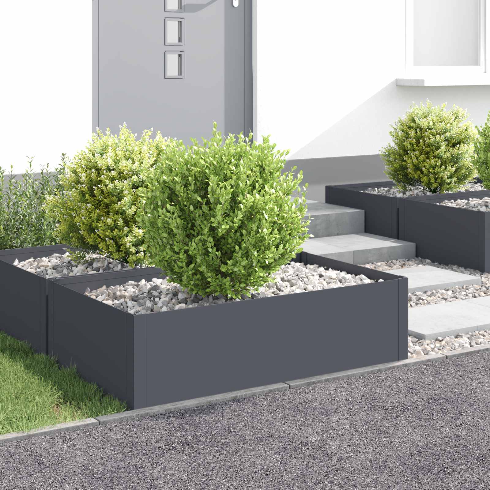 Gazonrand 4 st 100 x 60 x 35 cm Staal Antracietkleurig is nu te koop bij PeponiXL, paradijselijk wonen!