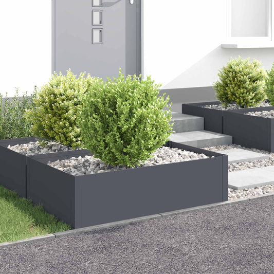Gazonrand 4 st 100 x 60 x 35 cm Staal Antracietkleurig is nu te koop bij PeponiXL, paradijselijk wonen!