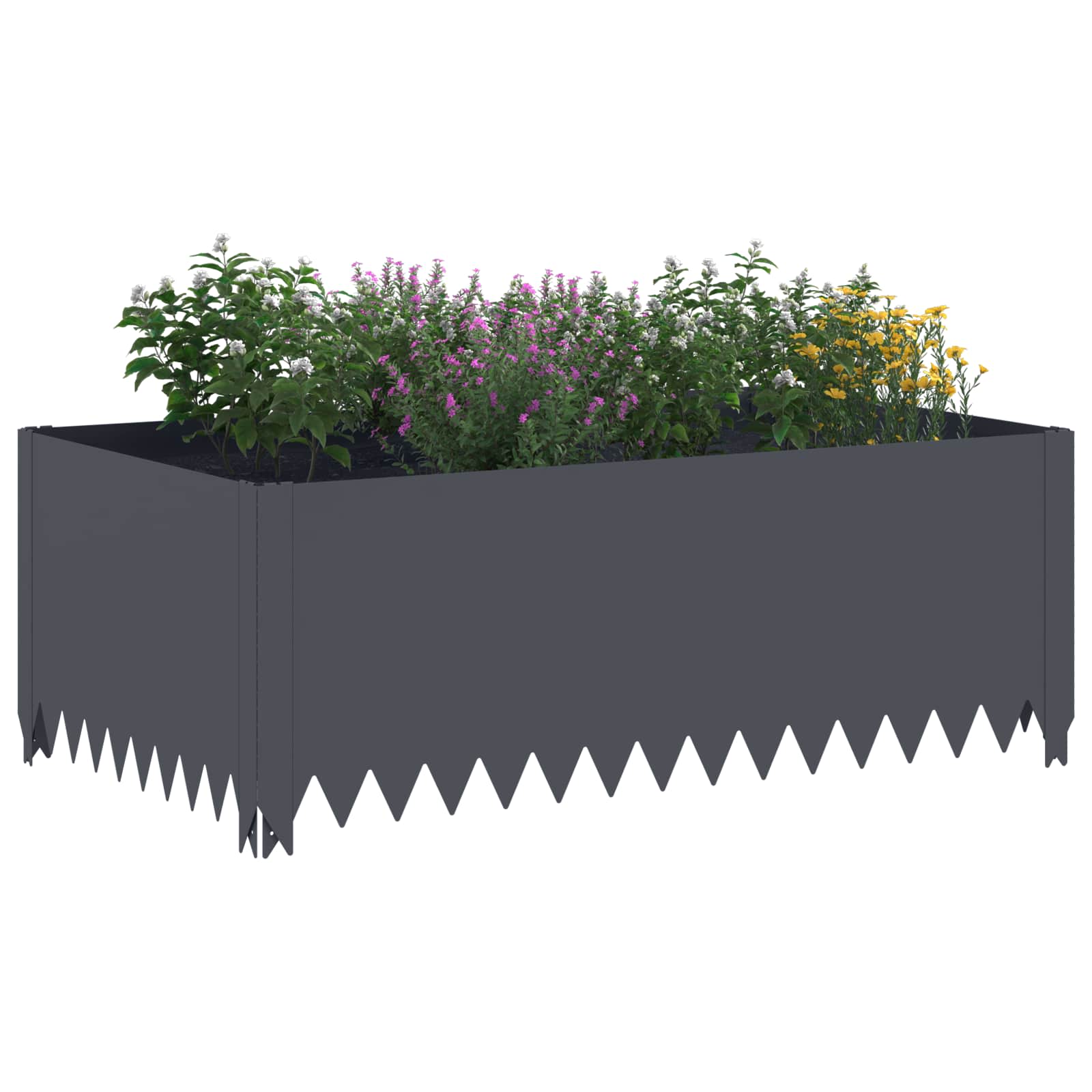 Gazonrand 4 st 100 x 60 x 35 cm Staal Antracietkleurig is nu te koop bij PeponiXL, paradijselijk wonen!