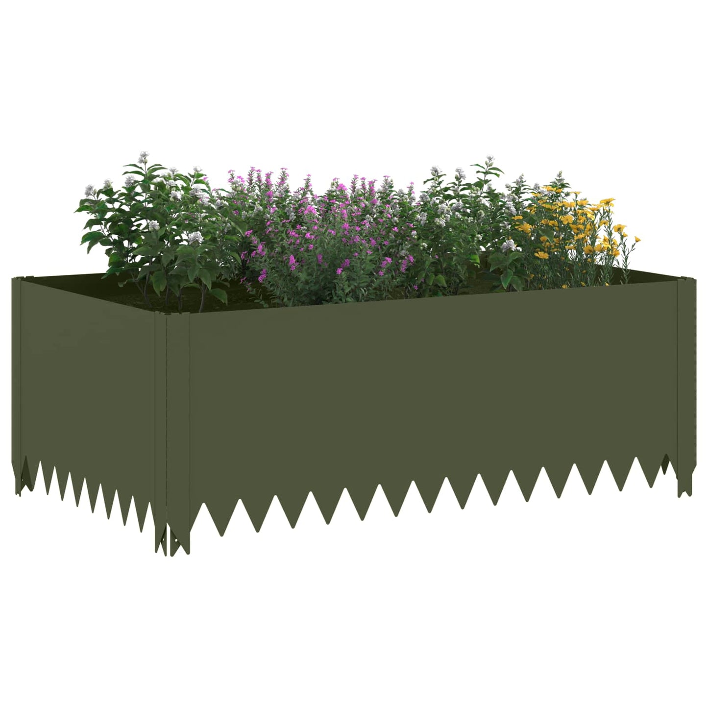 Gazonrand 4 st 100 x 60 x 35 cm Staal Olijfgroen is nu te koop bij PeponiXL, paradijselijk wonen!