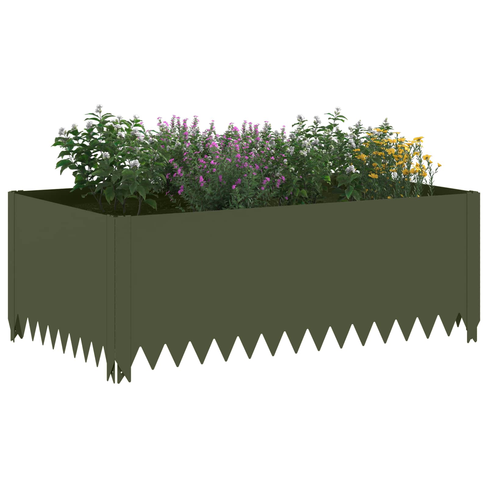Gazonrand 4 st 100 x 60 x 35 cm Staal Olijfgroen is nu te koop bij PeponiXL, paradijselijk wonen!