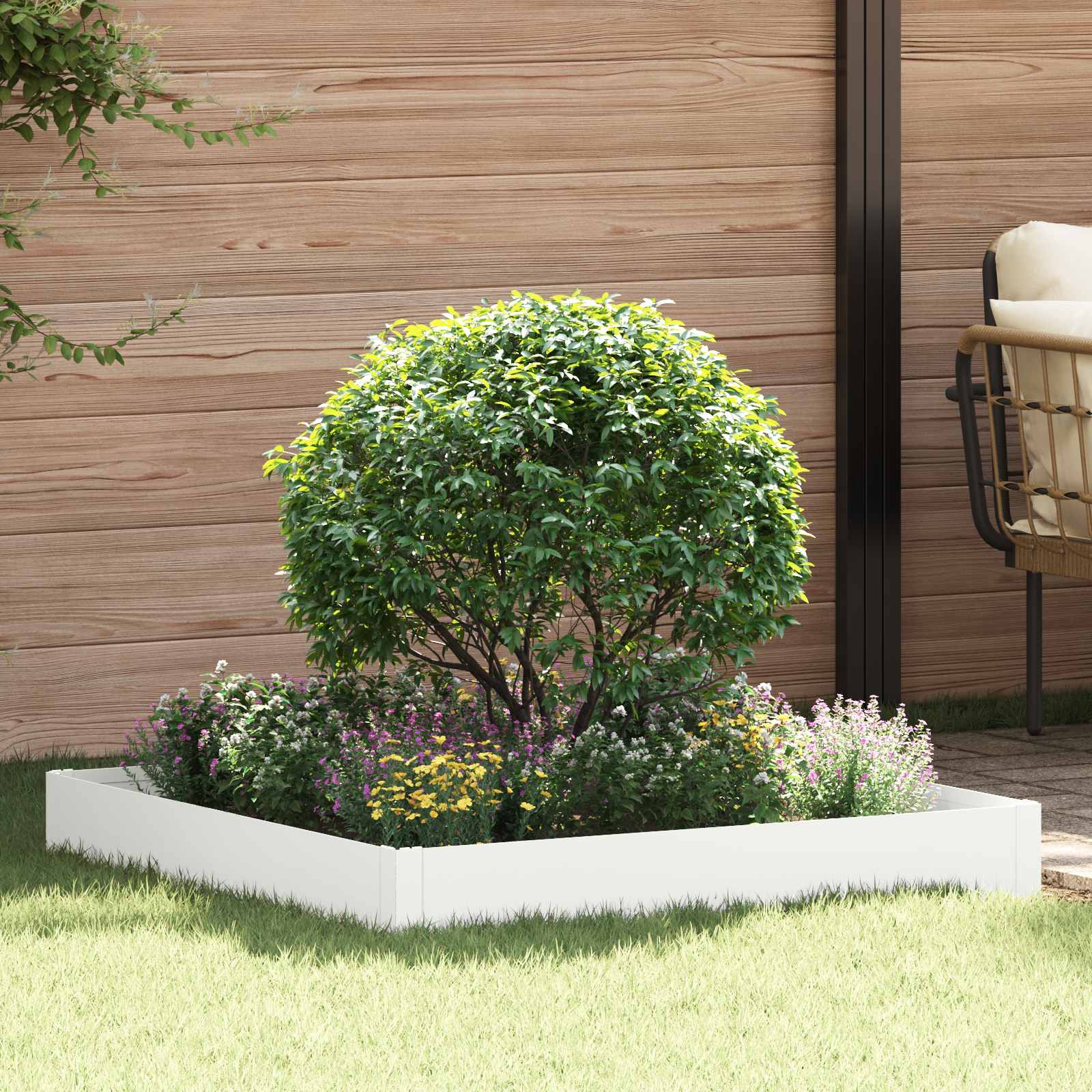 Gazonrand 100 x 100 x 20 cm Staal Wit is nu te koop bij PeponiXL, paradijselijk wonen!