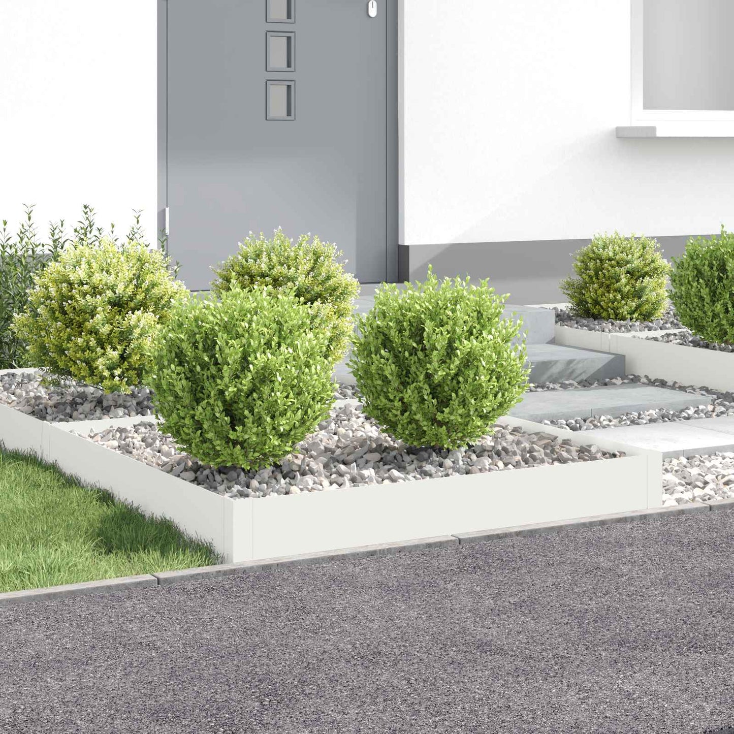 Gazonrand 4 st 100 x 100 x 20 cm Staal Wit is nu te koop bij PeponiXL, paradijselijk wonen!