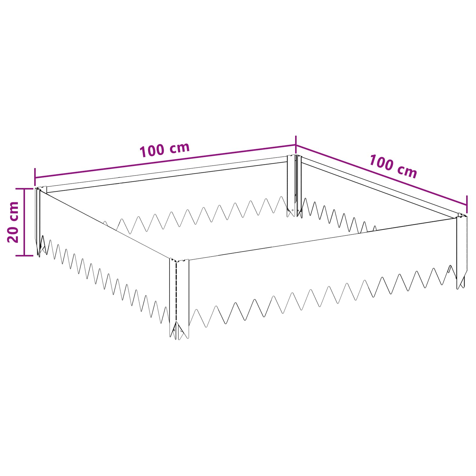 Gazonrand 4 st 100 x 100 x 20 cm Staal Antracietkleurig is nu te koop bij PeponiXL, paradijselijk wonen!