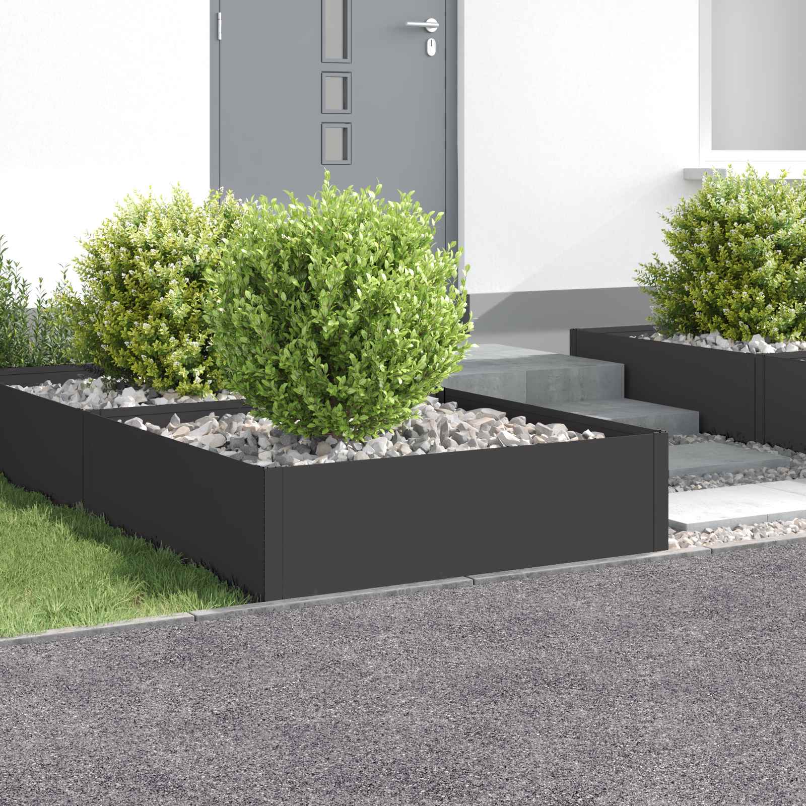 Gazonrand 4 st 100 x 100 x 35 cm Staal Zwart is nu te koop bij PeponiXL, paradijselijk wonen!