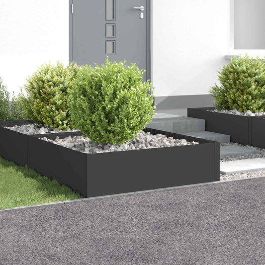 Gazonrand 4 st 100 x 100 x 35 cm Staal Zwart is nu te koop bij PeponiXL, paradijselijk wonen!