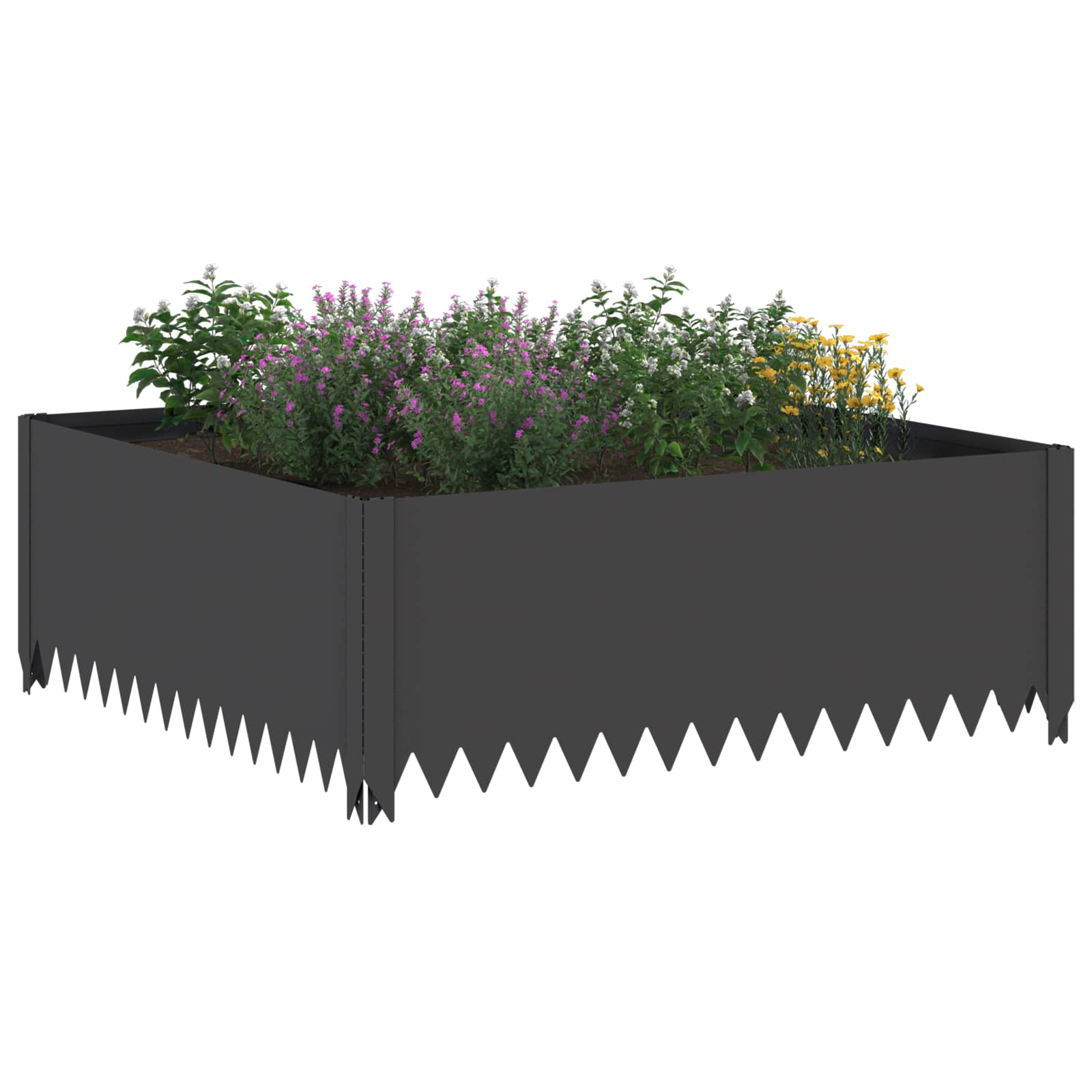 Gazonrand 4 st 100 x 100 x 35 cm Staal Zwart is nu te koop bij PeponiXL, paradijselijk wonen!