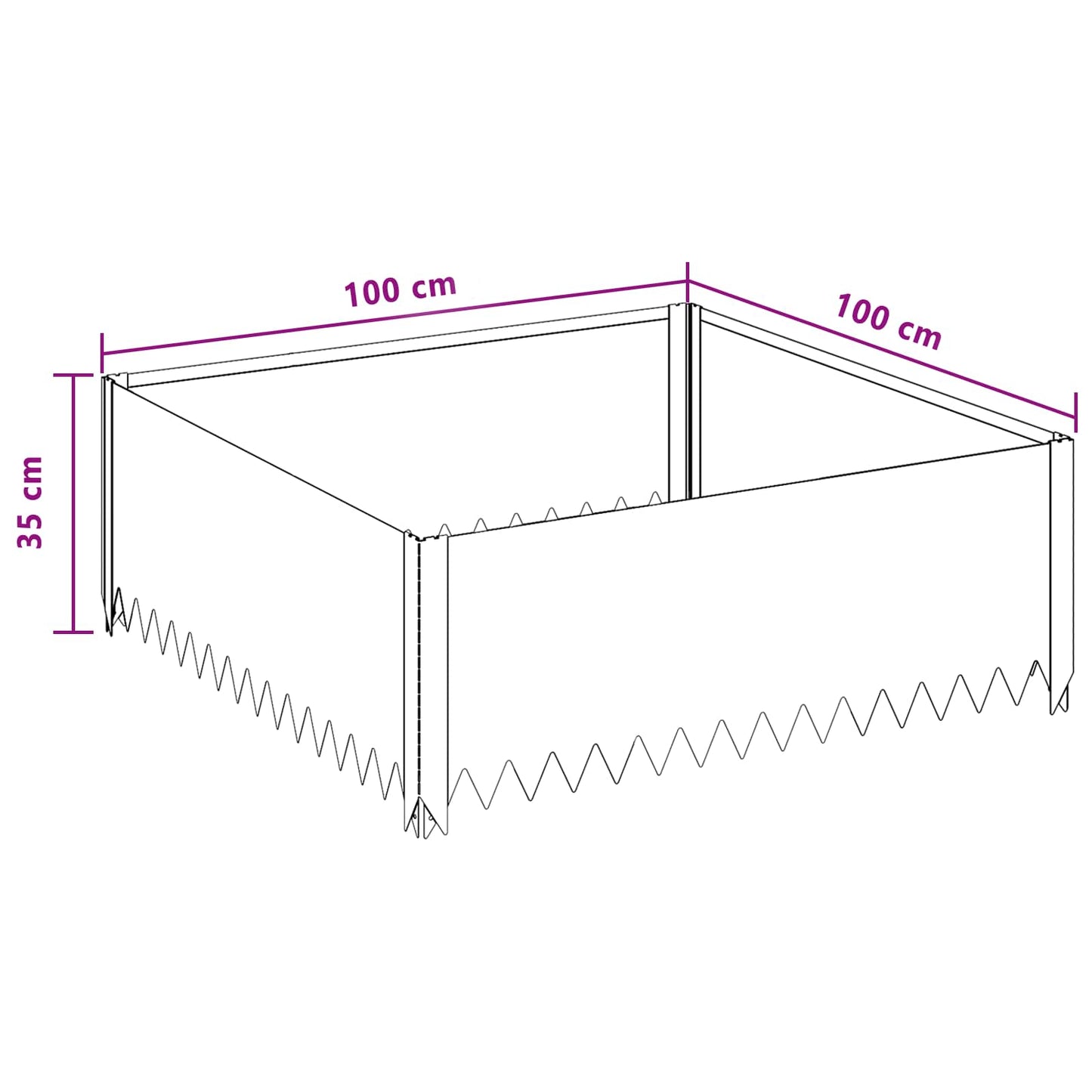 Gazonrand 4 st 100 x 100 x 35 cm Staal Zwart is nu te koop bij PeponiXL, paradijselijk wonen!