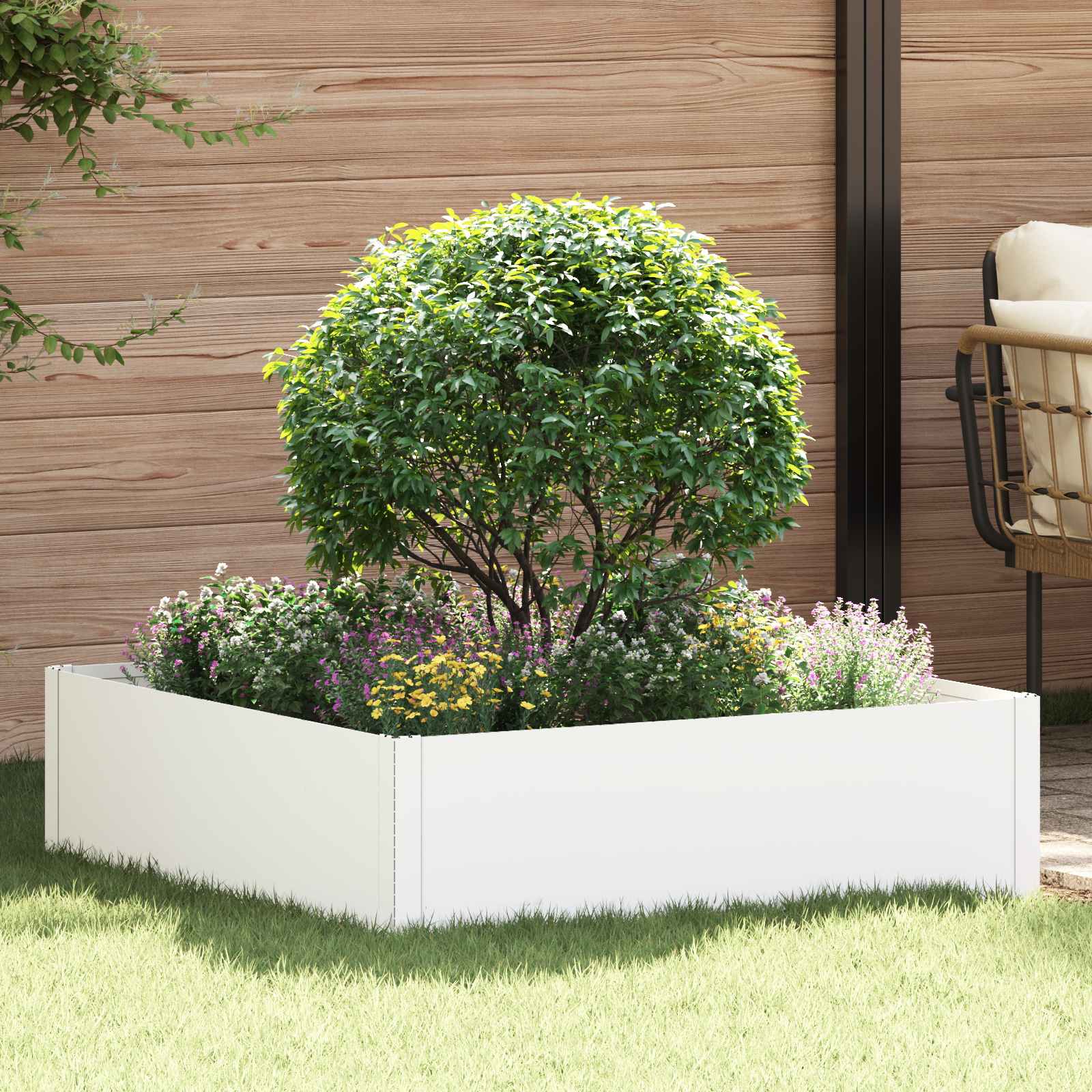 Gazonrand 100 x 100 x 35 cm Staal Wit is nu te koop bij PeponiXL, paradijselijk wonen!