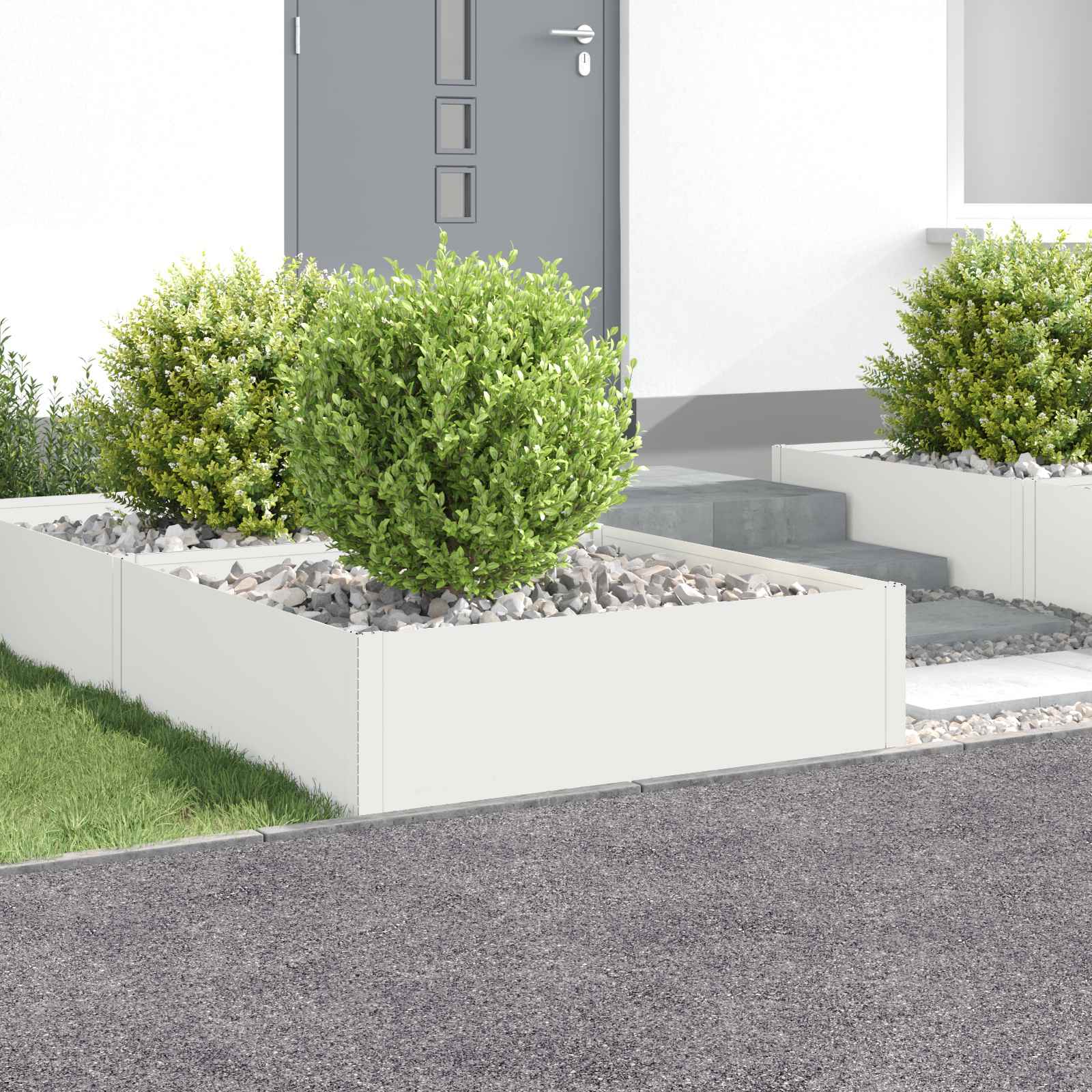Gazonrand 4 st 100 x 100 x 35 cm Staal Wit is nu te koop bij PeponiXL, paradijselijk wonen!