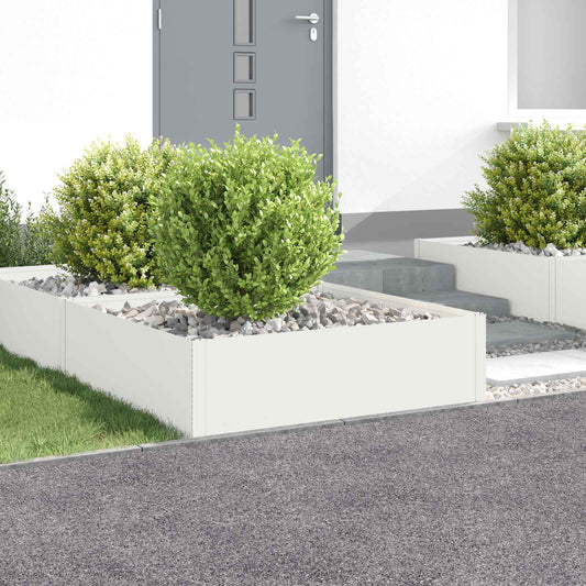 Gazonrand 4 st 100 x 100 x 35 cm Staal Wit is nu te koop bij PeponiXL, paradijselijk wonen!