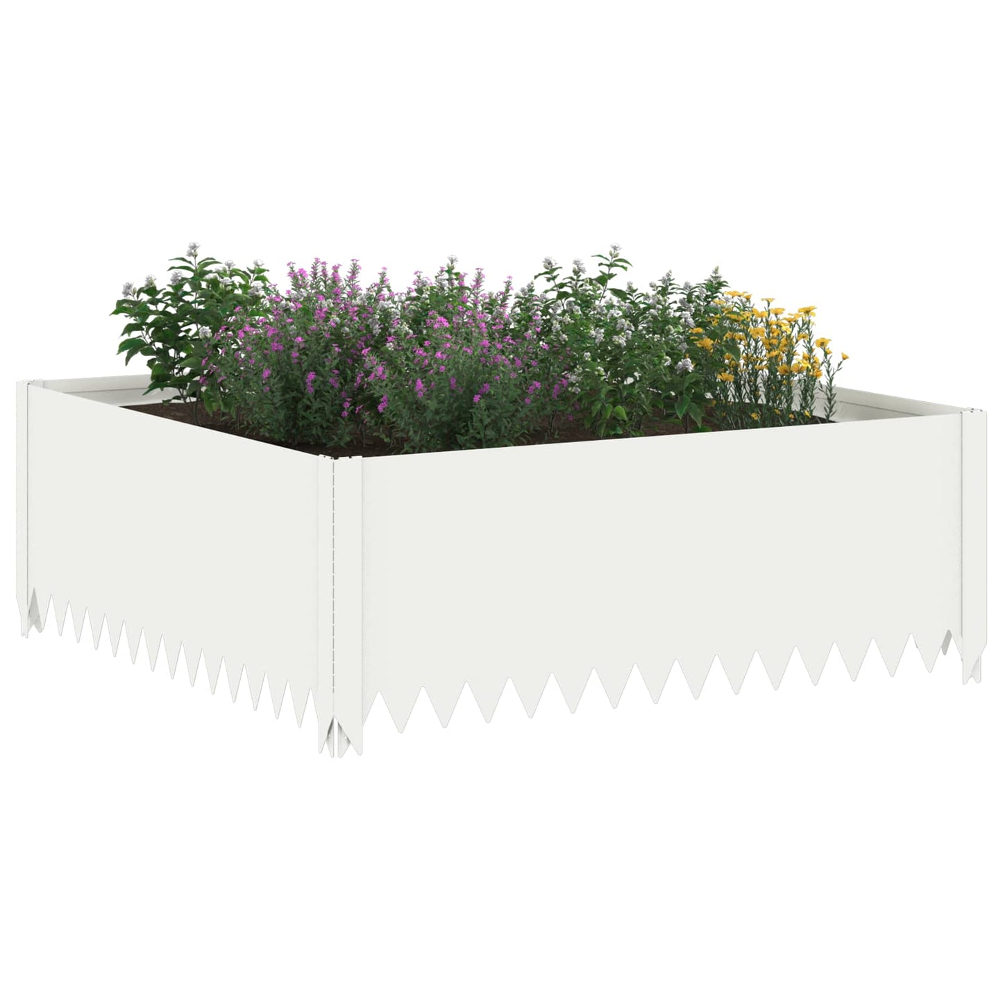 Gazonrand 4 st 100 x 100 x 35 cm Staal Wit is nu te koop bij PeponiXL, paradijselijk wonen!