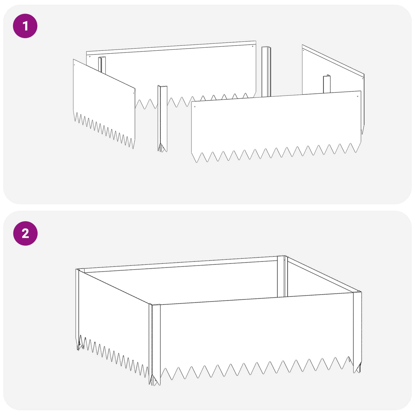 Gazonrand 4 st 100 x 100 x 35 cm Staal Antracietkleurig is nu te koop bij PeponiXL, paradijselijk wonen!