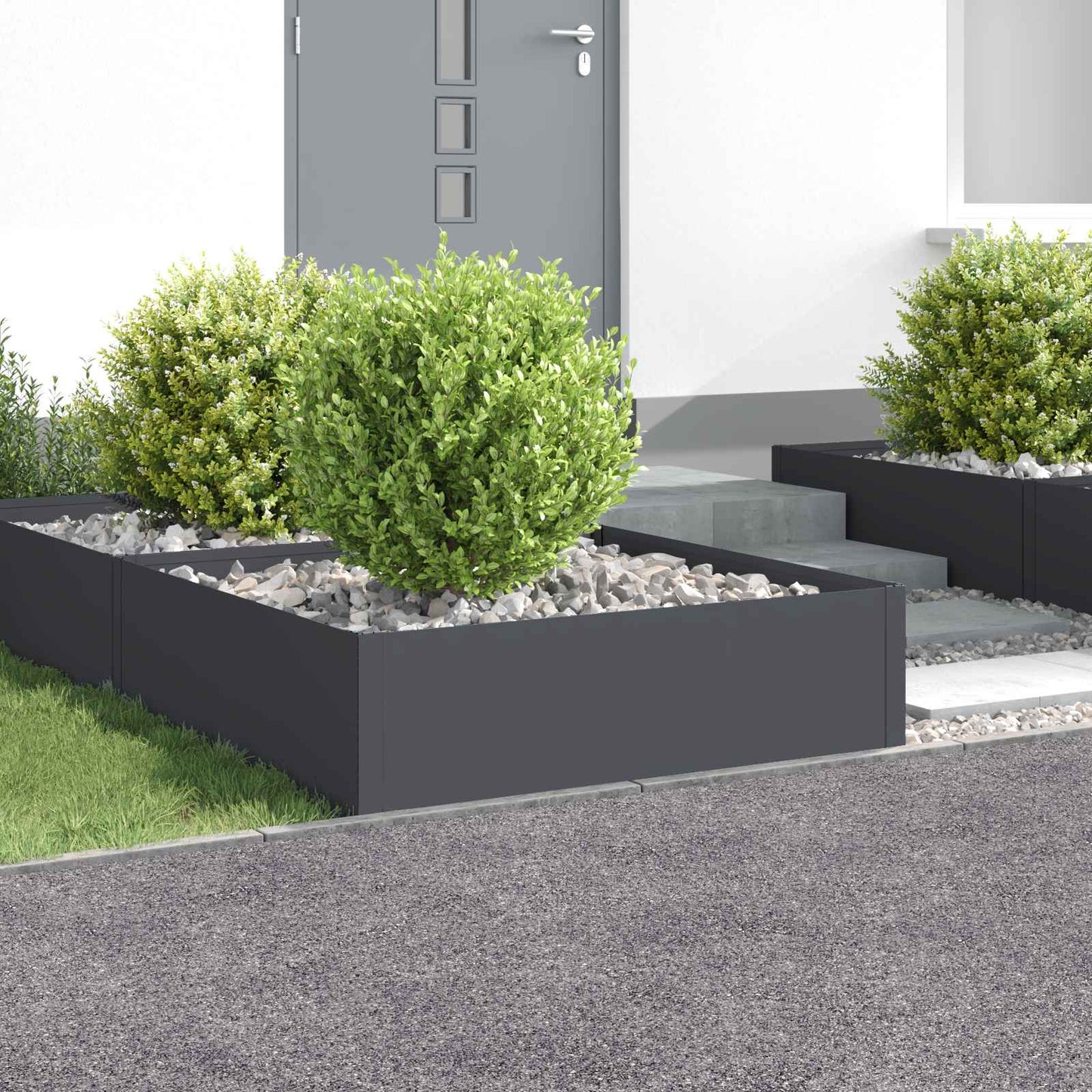 Gazonrand 4 st 100 x 100 x 35 cm Staal Antracietkleurig is nu te koop bij PeponiXL, paradijselijk wonen!