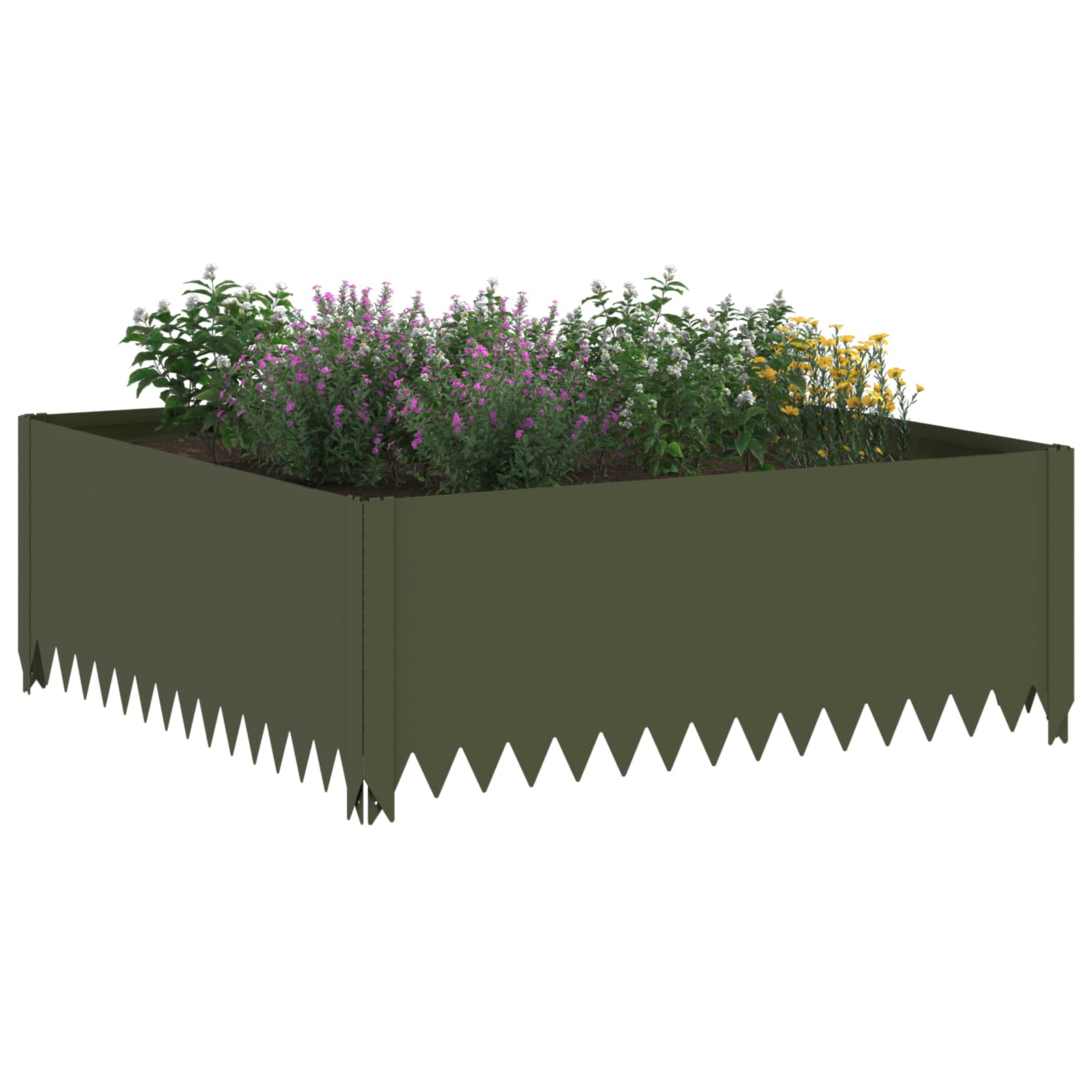 Gazonrand 100 x 100 x 35 cm Staal Olijfgroen is nu te koop bij PeponiXL, paradijselijk wonen!