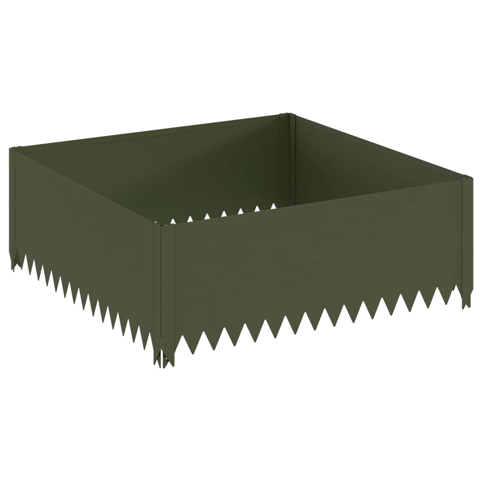 Gazonrand 4 st 100 x 100 x 35 cm Staal Olijfgroen is nu te koop bij PeponiXL, paradijselijk wonen!