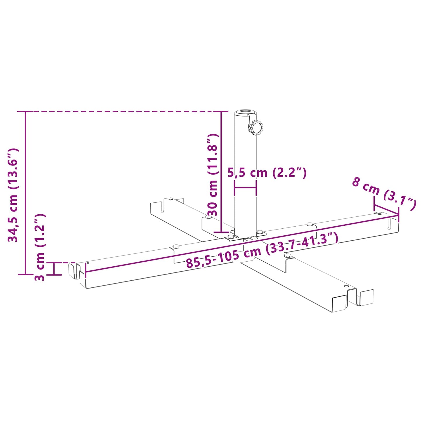 Parasolvoet voor 25–50 mm paal Zwart Gepoedercoat staal is nu te koop bij PeponiXL, paradijselijk wonen!