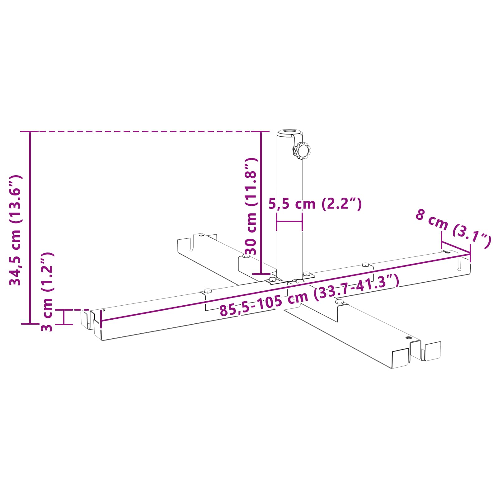 Parasolvoet voor 25–50 mm paal Zwart Gepoedercoat staal is nu te koop bij PeponiXL, paradijselijk wonen!