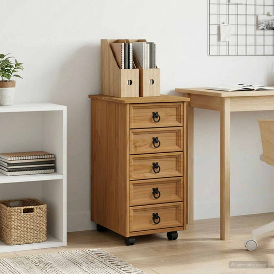 Rolkast met lades CORONA Massief grenenhout en engineered wood is nu te koop bij PeponiXL, paradijselijk wonen!