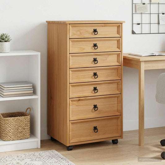 Rolkast met lades CORONA Massief grenenhout en engineered wood is nu te koop bij PeponiXL, paradijselijk wonen!