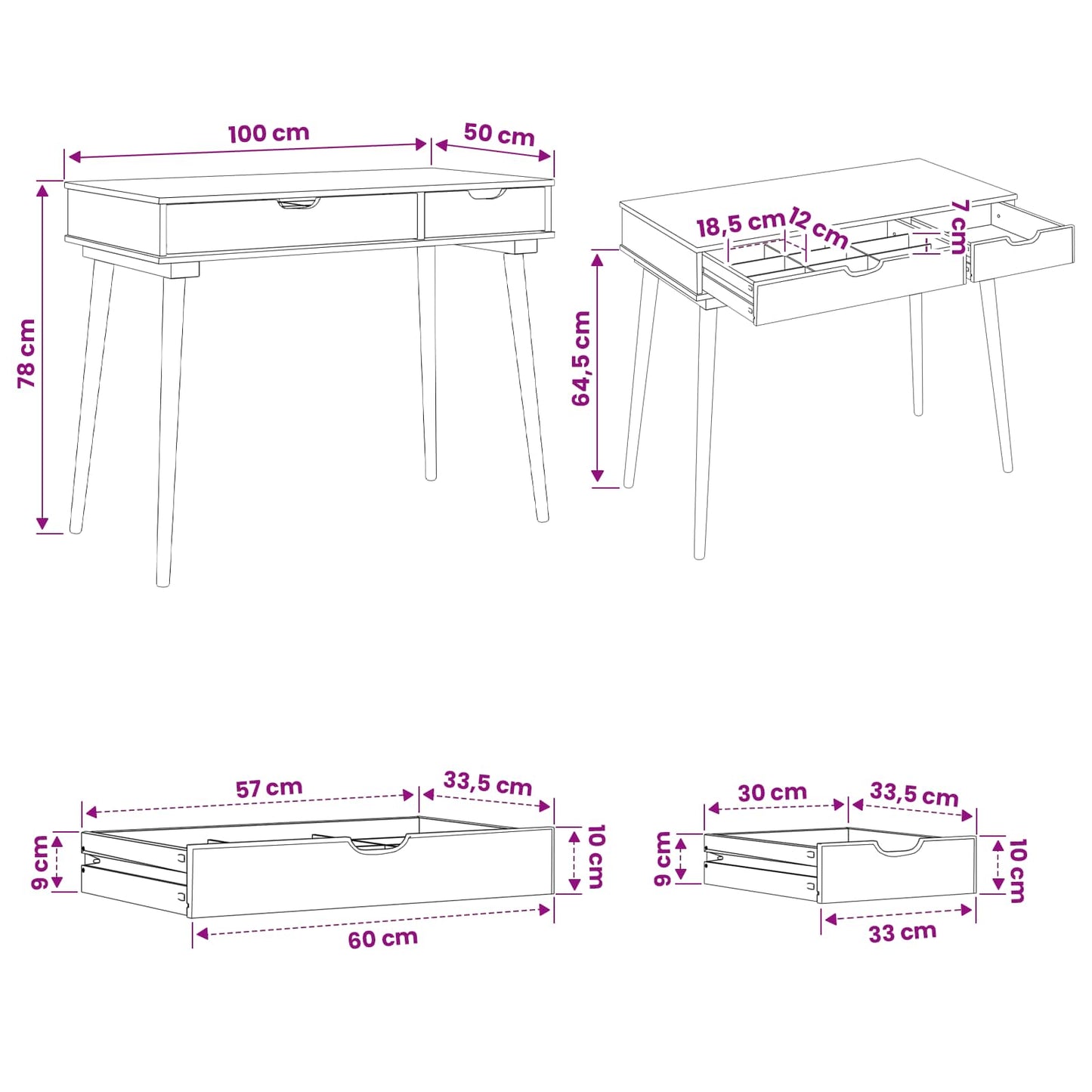 Plafondtafel FAUSKE Wit 100 x 50 x 78 cm
